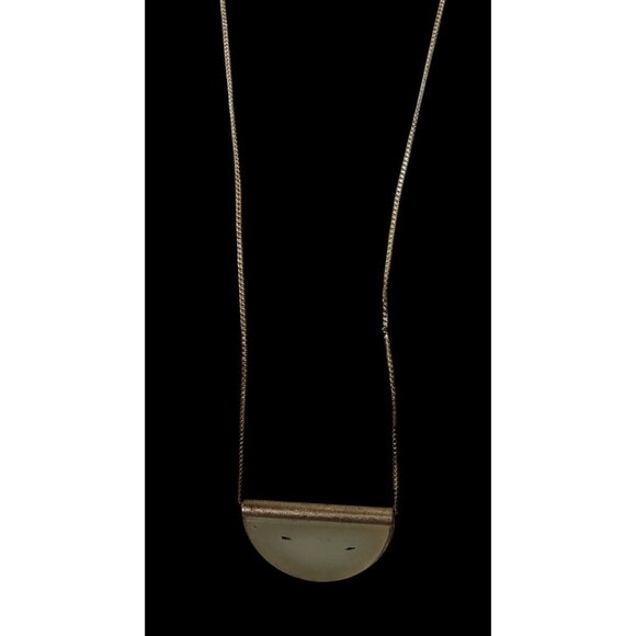 Geometric Rutilated Quartz Half Circle Pendant Necklace - Picture 3 of 10